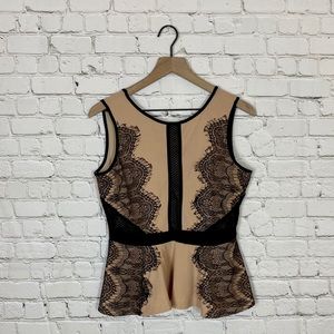 Papermoon Tan and Black Lace Top